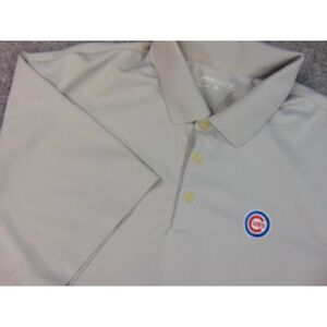 Chicago Cubs Shirt Mens XL Gray Nike Dri-Fit VTG Knit Polo